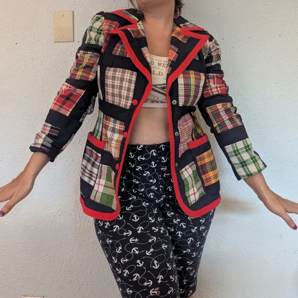 1970s Patches Patchwork Cotton Blazer